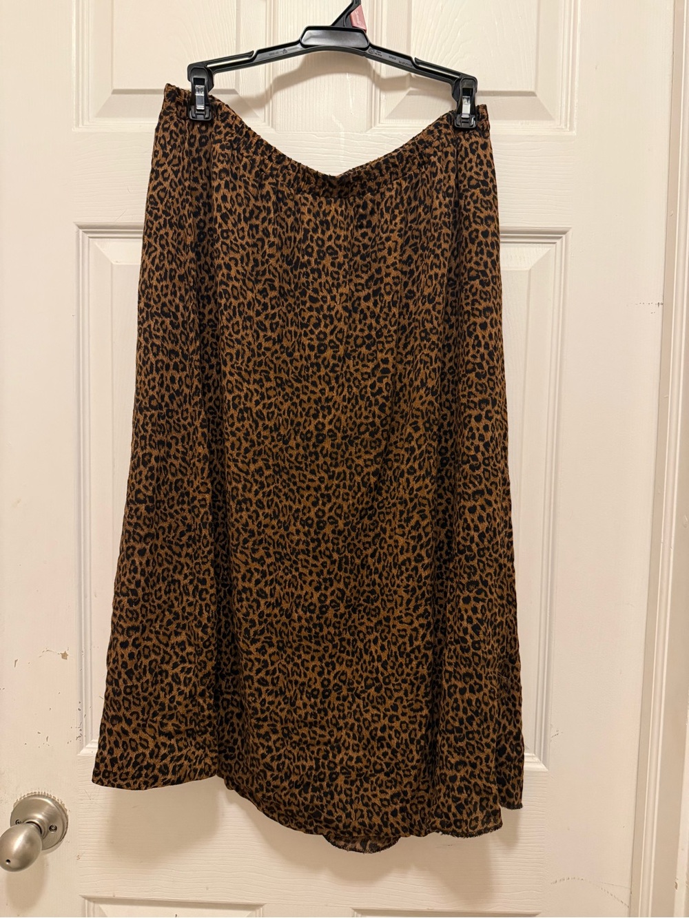Vintage Leopard Print Asymmetrical  Midi Skirt - Brown